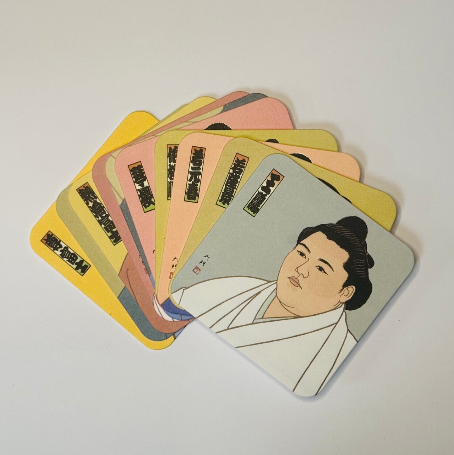 Selection of illustrations of a sumo wrestler in traditional attire